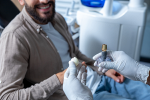 a patient during their dental implant consultation